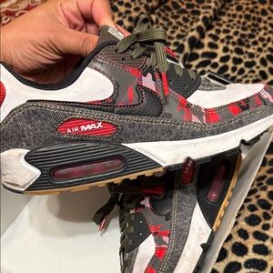 Nike Air Max Red and Black Plaid Sneakers